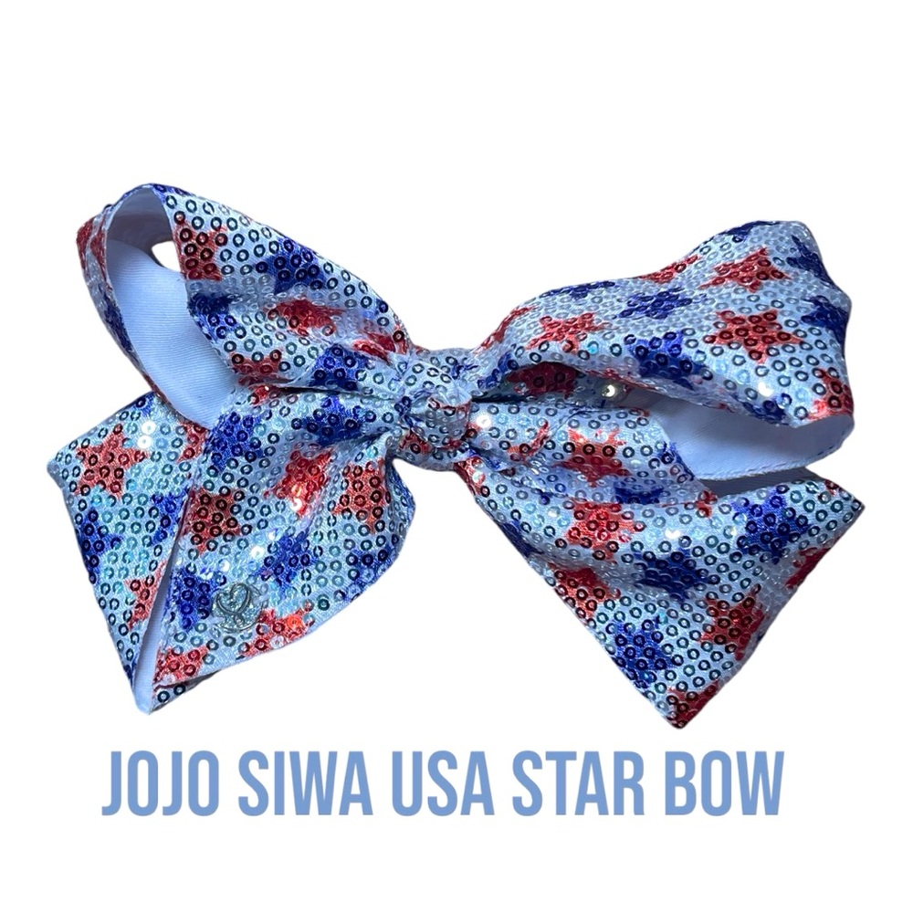 ❤️🤍💙 Jojo Siwa Glittery Americana 🇺🇸 Stars Bow ❤️🤍💙